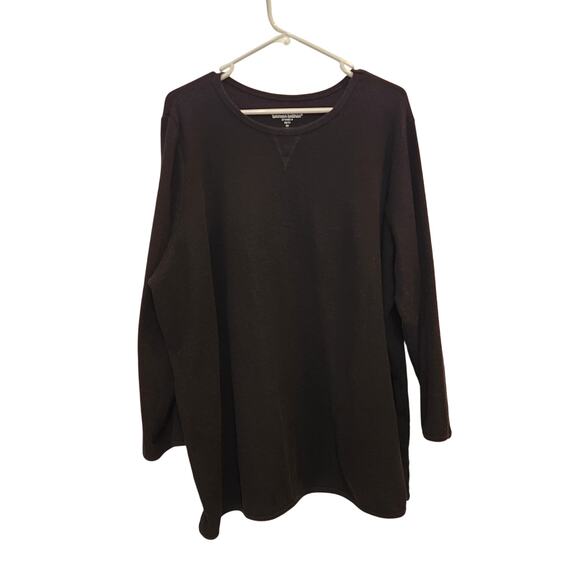 Woman Within Black Long Sleeve Crew Neck Waffle Knit Thermal Sweatshirt Size 3X - Picture 1 of 6